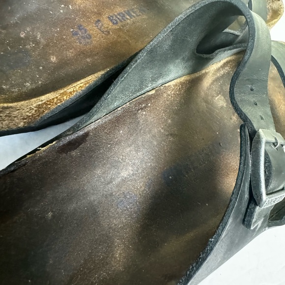 Birkenstock Arizona Birko 2 Strap Sandal Buckles Black Leather EVA Cork 12.5 US - Picture 14 of 15